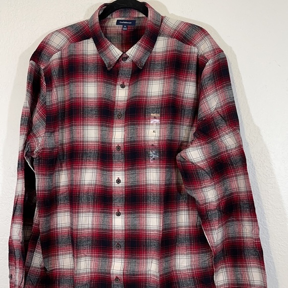 Croft & Barrow Red Plaid Long Sleeve Button Front Flannel 100% Cotton Extra Soft - Picture 2 of 8